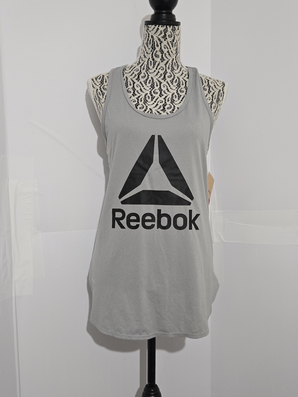 Reebok Gray Logo Racerback Tank